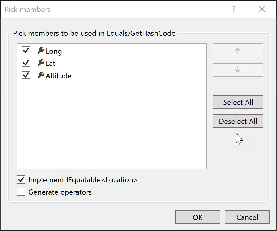 Generate Equals and GetHashCode options Generate Equals and GetHashCode options